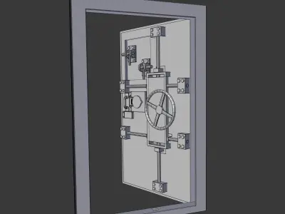 WWII bunker steel secure door Low-poly 3D model