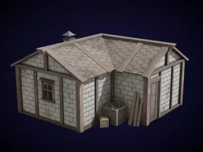 Medieval House Low-poly 3D model 25