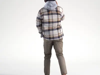 Man Winter Outfit Walking with Phone Street Low poly Chris 2353 3D model