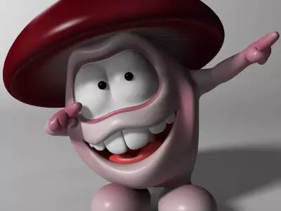 Cartoon Mushroom Character Rigged and Animated  Low-poly 3D model