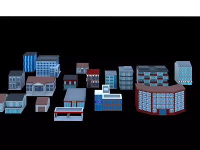 simple buildings 3D model