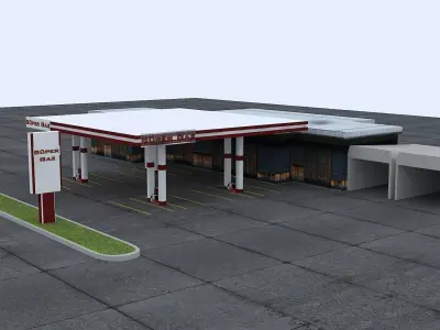Low poly Gas Station Low-poly 3D model
