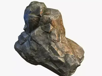 Mossy Boulder 6 Low-poly 3D model