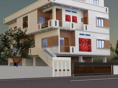 2 FLOOR DUPLEX EXTERIOR Low-poly 3D model