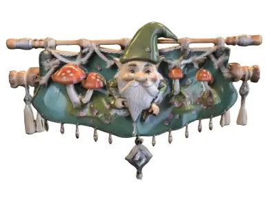 Fantasy Gnome Wall Banner Low-poly 3D model
