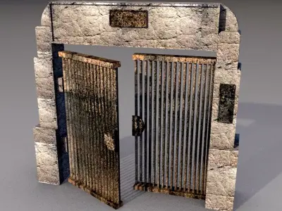 cemetery gate old door Low-poly 3D model