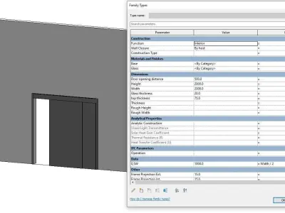 Sliding door exterior - Full parametric Revit Family  Free low-poly 3D model