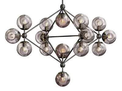Modo chandelier 15 globes black smoke von Roll Hill 3D model