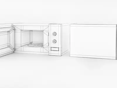 Microwave kitchen low poly Low-poly 3D model