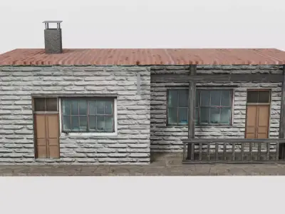 Small rural train stop Low-poly 3D model