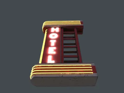 Neon Hotel Sign 3D Model Low-poly 3D model
