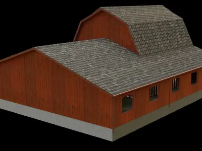 Barn Cottage Low-poly 3D model