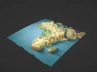 Africa Map Topography Low-poly 3D model