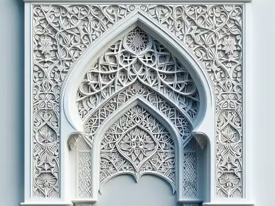 Ornate Islamic Architectural Arch Panel Low-poly 3D model