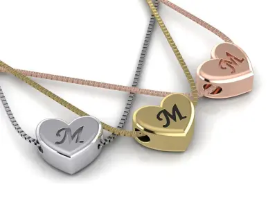 pendant initial heart M 3D print model