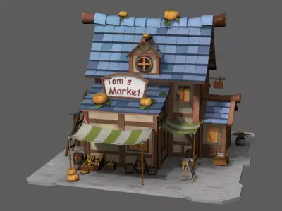Stylish cottage Low-poly 3D model
