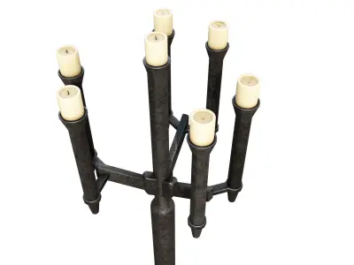 Medieval Torch Low-poly 3D model 14