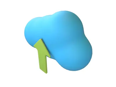 Cloud Upload Icon v1 002 Low-poly 3D model