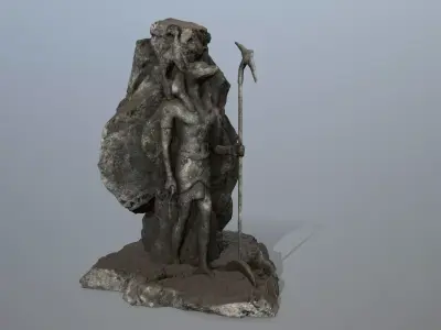 anibus statue of man holding spear Low-poly 3D model