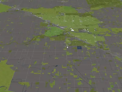 Aurora Modesto CA 50x50km City Map 3D model