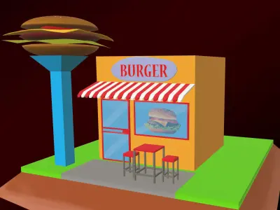 Burger Shop Free low-poly 3D model