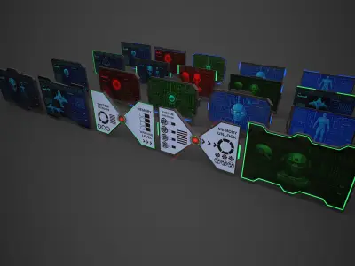 Sci-Fi Monitor Collection Low-poly 3D model