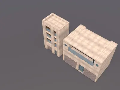 buildings concrete building in sky 3D model