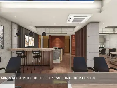 Minimalist modern office space Interior Design 3D model