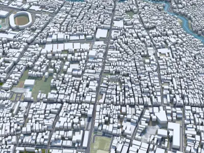 Samarinda Indonesia 25km Low-poly 3D model
