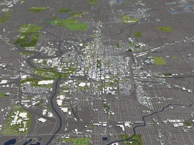 Indianapolis 50x50km City Model 3D model