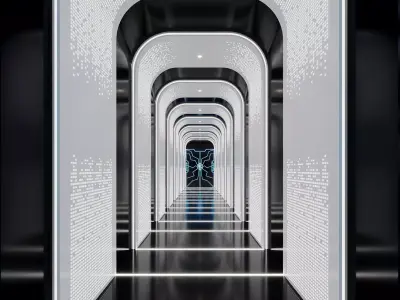 Futuristic Corridor - Elevator Lobby 3D model