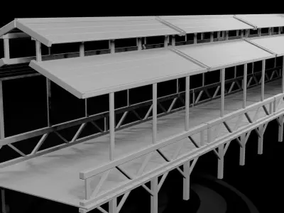 AAA Medieval Wooden Bridge 03 R Low-poly 3D model