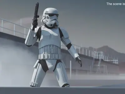  Star Wars Imperial Stormtrooper Raised Blaster Combat Pose Dirty 