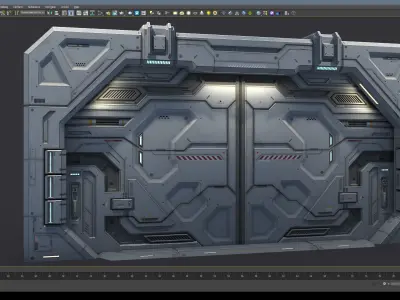 Sci-Fi Door Kit Vol 01-Type C-PBR Low-poly 3D model
