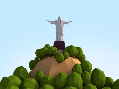 Low Poly Christ Redeemer Landmark Low-poly 3D model
