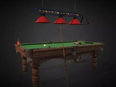 Stylish billiards table Low-poly 3D model