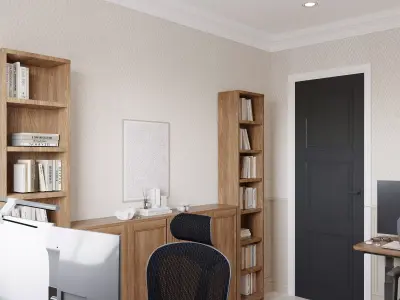 Study Room Home Office Interior Design 3D Model Scene 3D model