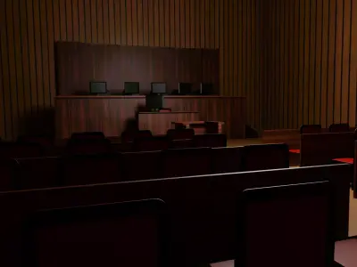 Courtroom empty Low-poly 3D model