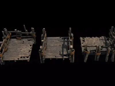 Wooden Bridges Low-poly 3D model purchase