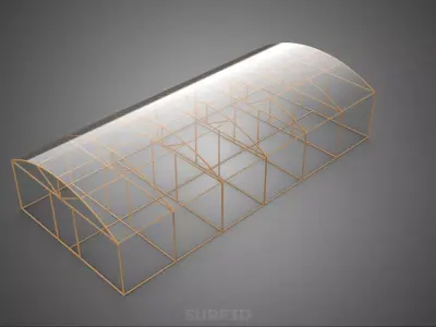 ARCHED POLYTUNNEL GREENHOUSE GLASSHOUSE WOOD FRAME PLANT FARMING 3D model