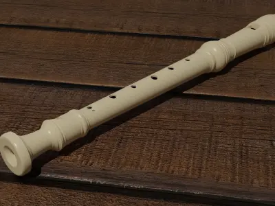 Recorder Detailed Musical Instrument Game-Ready Low-poly 3D model