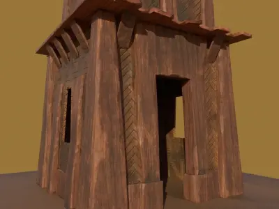 Watchtower Wooden Tower game ready Low-poly 3D model