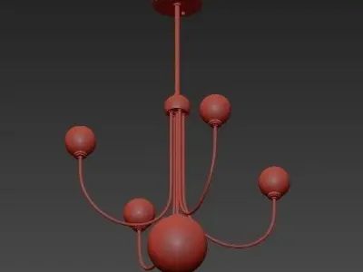 Coco 5 Light Aged BrassWhite LED Chandelier with Opal Shiny  3D model