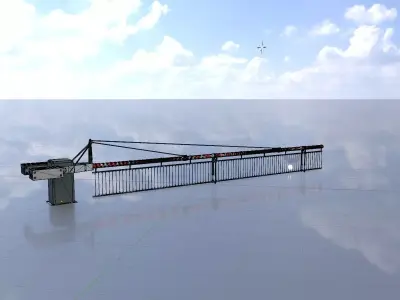 Railway Crossing Barrier 9 m with protective grid closed  Low-poly 3D model