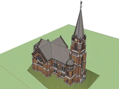 Architecture-Religion-God-Culture-Temple-061 church with steeple 3D model