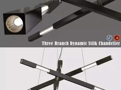 Three Branch Dynamic Stilk Chandelier 3D model