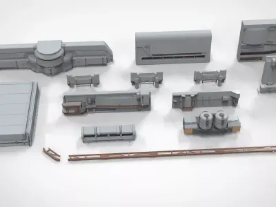 sci-fi Architecture kitbash 22 3D model