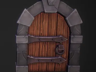 Stylized Handpainted Door Low-poly 3D model