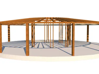 Circular wooden pergola 3D model