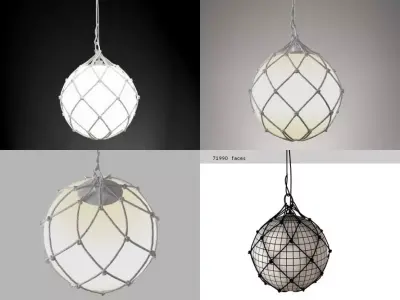 Fisherman hanging lamp made of wire and rope 3D model